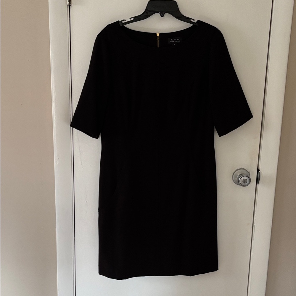 Tahari Black Midi Shift Dress